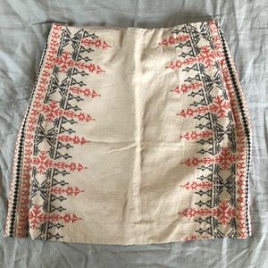 Linen Embroidered Pencil Skirt | LOFT